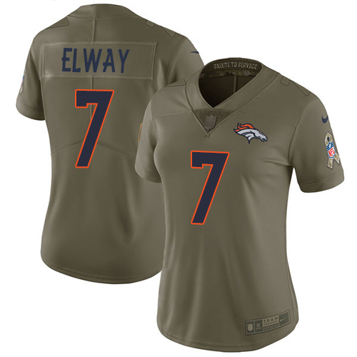 Nike Broncos #7 John Elway Olive Women's Stitched NFL Limited Salute to Service Jersey